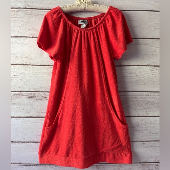 🔥 🔥🔥Vintage Bright Orange Terrycloth Swimsuit Cover-Up – Size Large Summer Retro - Picture 1 of 8